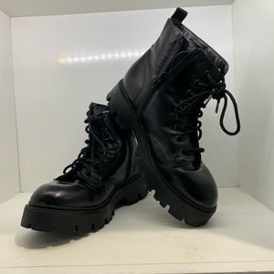 MADDEN GIRL Women’s Size 7 M Black Stantton Combat Boots Side Zip Up